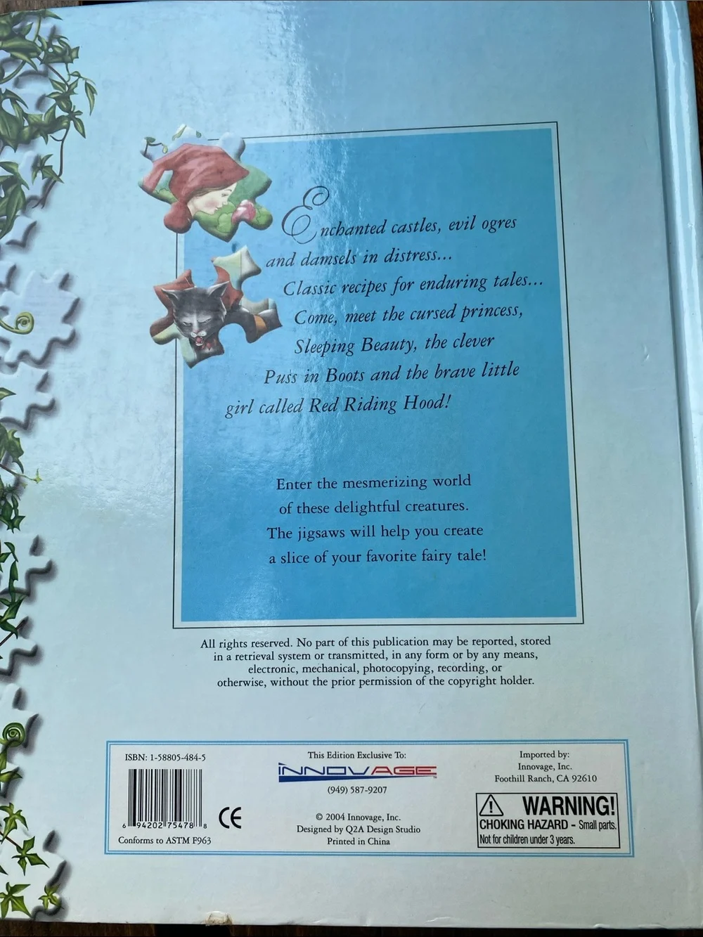 Fairy Tale Jigsaw Puzzle Book by Innovage 3 Tales 6 Puzzles 24 Pc Each 2004